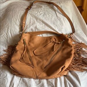 Rebecca Minkoff Caramel Leather Hobo Bag with Fringe Accents